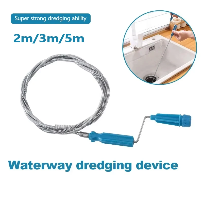 2m/3m/5m Sewer Unclogger Pipe Toilet Toilet Floor Drain Kitchen Household Multifunctional Artifact Hand Crank Clogging Tool