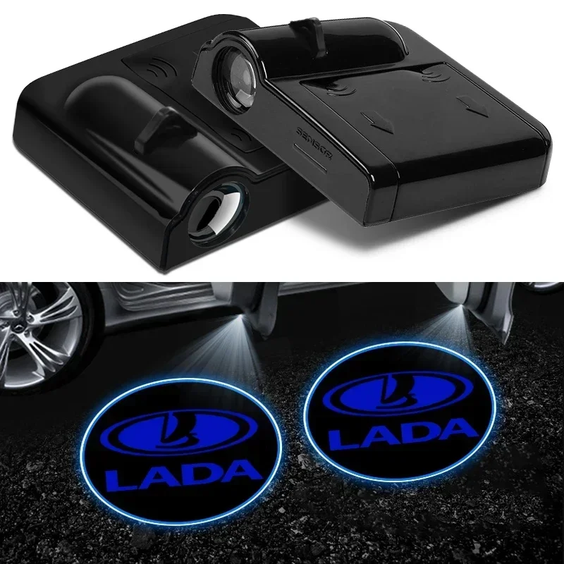 1/2pcs LED Car door universal projector high-definition welcome light For Lada VESTA Niva Kalina Priora Granta Largus Vaz Samara