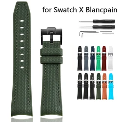 Liquid Silicone Strap Watch Band for Swatch X Blancpain Fifty Fathoms Sport Waterproof Replace Bracelet for Ocean of Storms 22mm