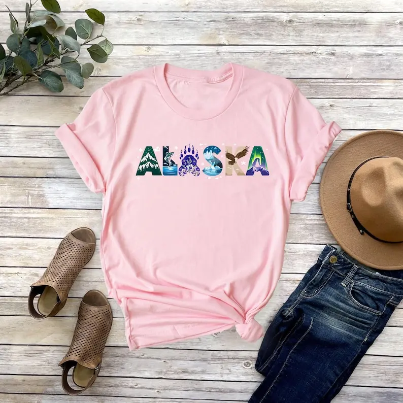 T-shirt grafica vintage Alaska Illustrazione naturale Avventura nella natura selvaggia Estate maniche corte Harajuku Streetwear Top T-shirt