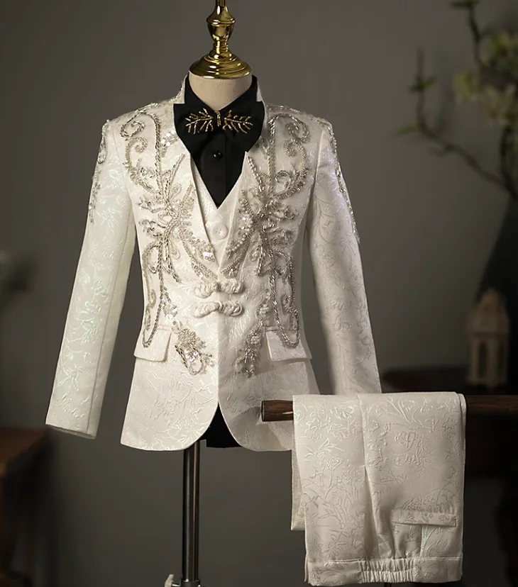 

Chinese Style Boy Suit Runway Fashion Suit Host Piano Performance Clothing