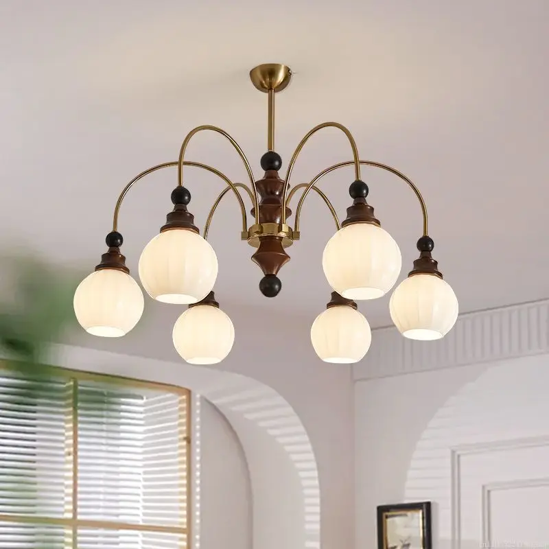 

French Mid-Century Vintage Pendant Lamp, American Retro Main Light for Living & Dining Room, New High-End Minimalist Chandelier