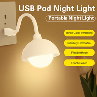 DC 5V USB Plug-in Smart Night Light Portable Dimmable LED Bedside Lamp Suitable for Bedrooms Living Rooms and Outdoor Use