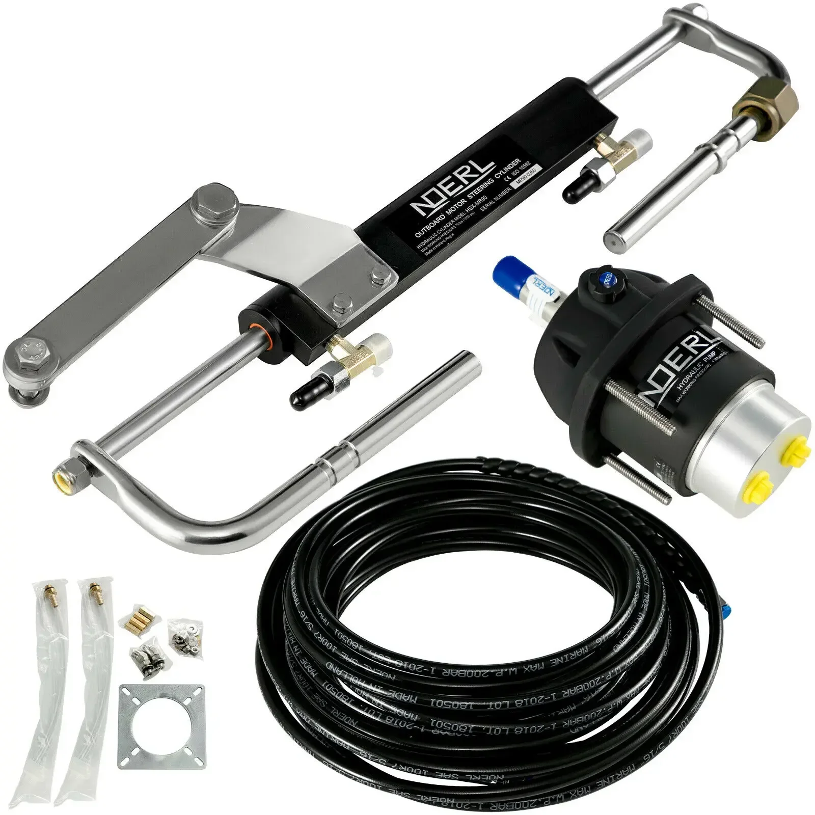 

90HP Universal Hydraulic Outboard Steering System Boat Balanced Cylinder Helm Kit 90HP