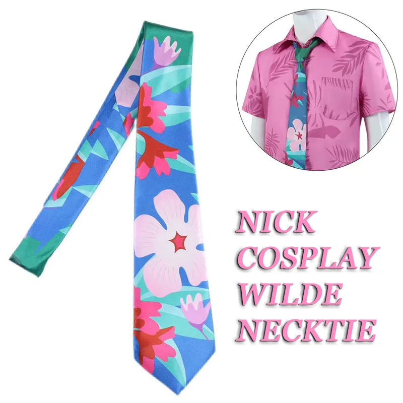 Fantasia Nick Wilde Neck Tie Cartoon Zoo Cosplay Costume Printed Neckwear Accessory For Men Women Halloween Carnival Party Prop