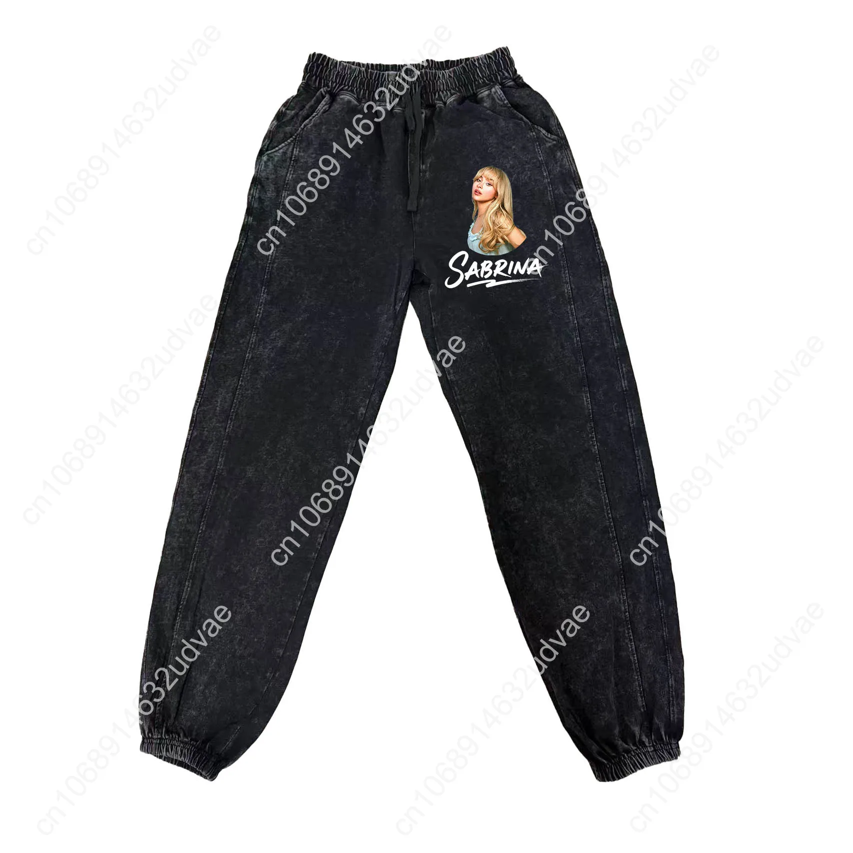 سابرينا نجار السراويل رجل امرأة مراهق ريترو خمر السراويل البوب المغني القطن مطاطا Sweatpants مخصص بانت مع جيب