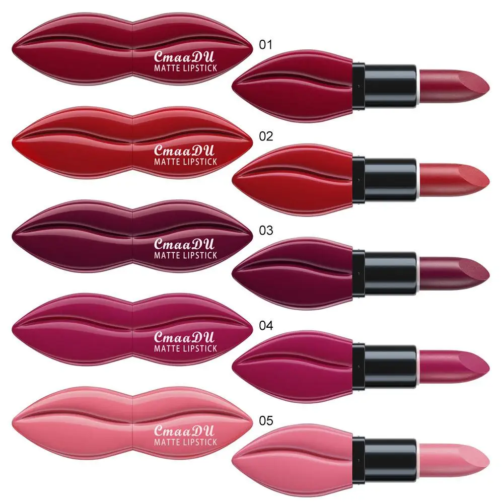 Matte Velvet Lipsticks, forma da boca, fácil de colorir, duradouro, impermeável, vermelho, batons maquiagem, cosméticos, 10 cores