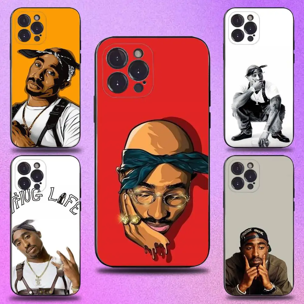 

Rapper 2p-pac penyanyi T-tupac Phone Case For iPhone16,15,14,13,12,11 Plus,Pro Max,XS,X,XR,SE,Mini,8,7,Soft Silicone Black Cover