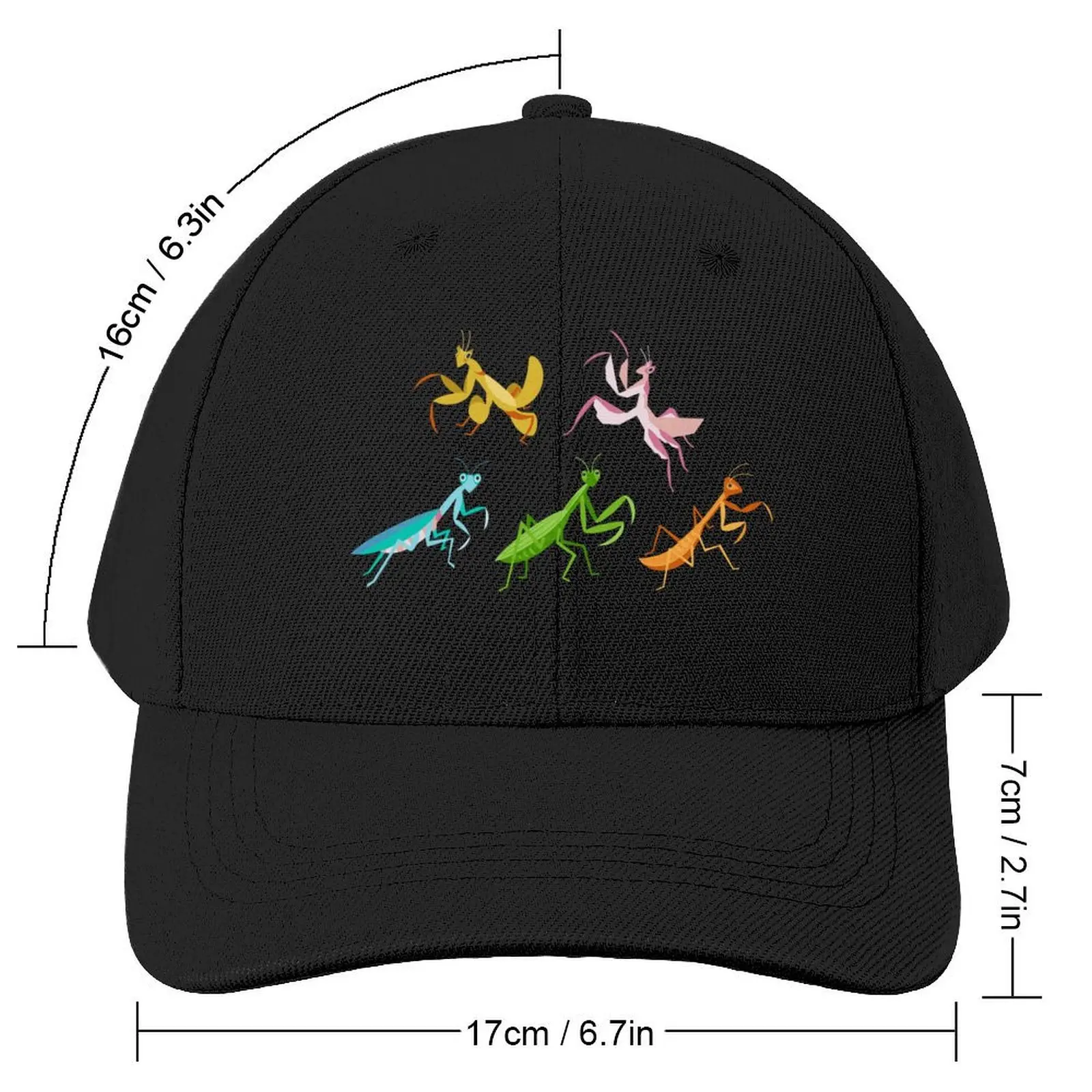 A Simple Assortment of Praying Mantises - Black Baseball Cap Hat Baseball Cap Streetwear Hood Military Cap Man Girl'S Hats Men's