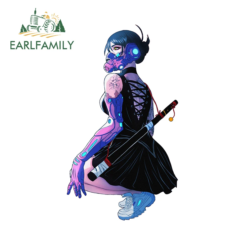 

EARLFAMILY 13cm x 7.4cm Punk Mask Woman Car Stickers Anime Galaxy Tattoo Laptop Knife Auto Decal Amusing Air Conditioner Decor