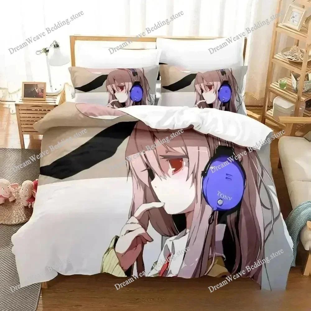 Anime Touhou Project Bedding Set Polyester Quilt Cover Pillowcase Comforter King Queen Size 3D Duvet Cover Set for Boys Adult