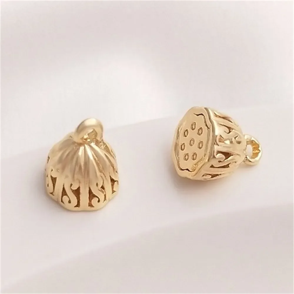 14K Bag Golden Lotus Pendant Handmade DIY Bracelet Bracelet Necklace Drip Small Pendant Jewelry Charm Accessories K262