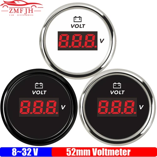 Luz LED roja voltímetro Digital de 2 ""52mm voltaje de 8-32V para gasolina Universal diésel coche barco yate voltios marinos 12V24V personalizado