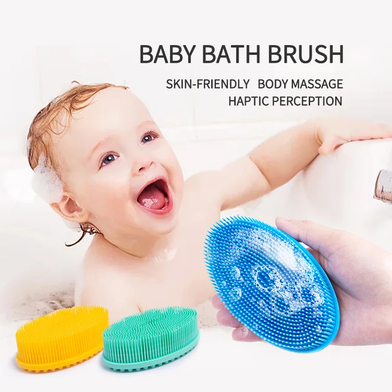 1 Pcs Baby Bath Brush Bath Cleaning Brush Soft Silicone Cleansing Exfoliating And Massaging Baby Bath Care Tool