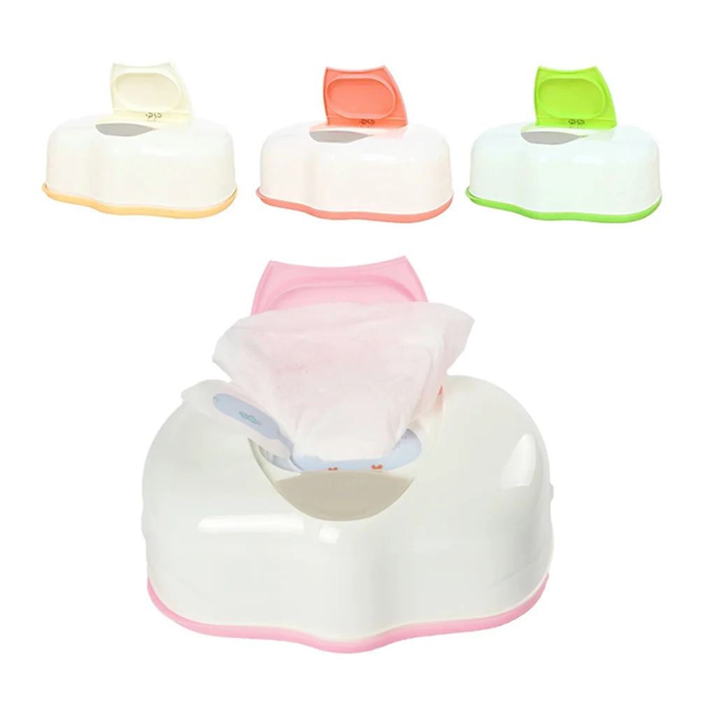 Wet Tissue Box with Cover Plastic Portable Button Pop-up Baby Wipes Napkin Storage Box Tissue Holder for holding 50-80 Wipes Hom