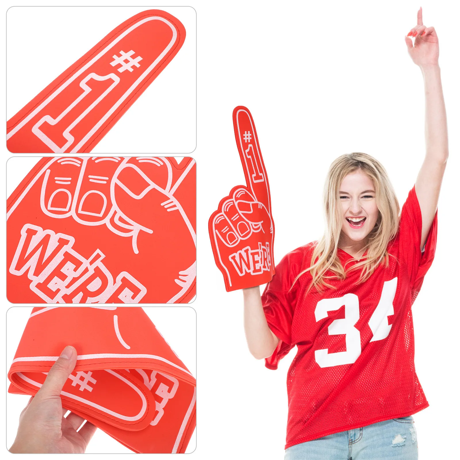2Pcs Lightweight Cheer Foam Fingers Big Green Hand Team Spirit Boosters for Sports Meetings Cheerleading Competitions Party