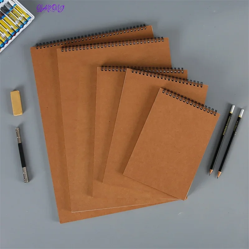 

A5 A6 Vintage Spiral Coil Paper Drawing Painting Graffiti Hard Cover Vertical Flip Sketchbook Notebook Office School Supplies