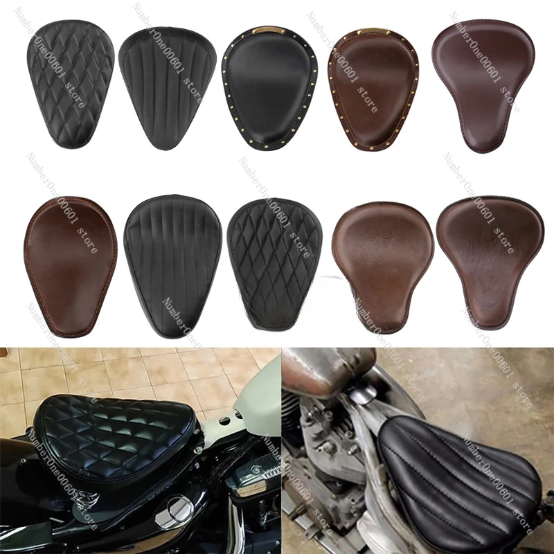 Suitable for  Modified Cushion Retro Copper Nail Rivet Seat Bag Motorcycle Spring Leather Seat Single Seat Box