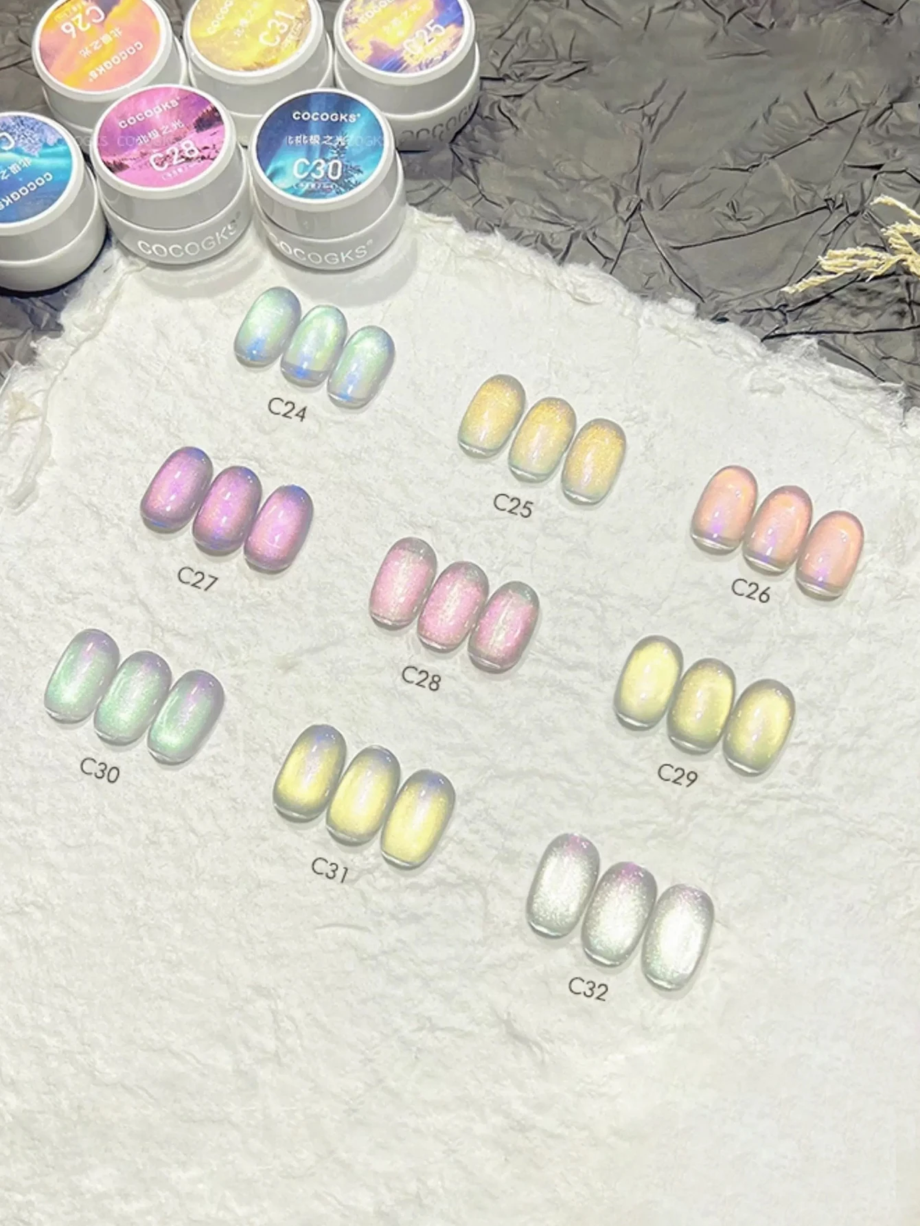 Bolos quentes 1/9 pçs arte do prego super espumante dopamina colorido sonhador aurora olho de gato terapia de luz de cristal gel semi-permanente prego