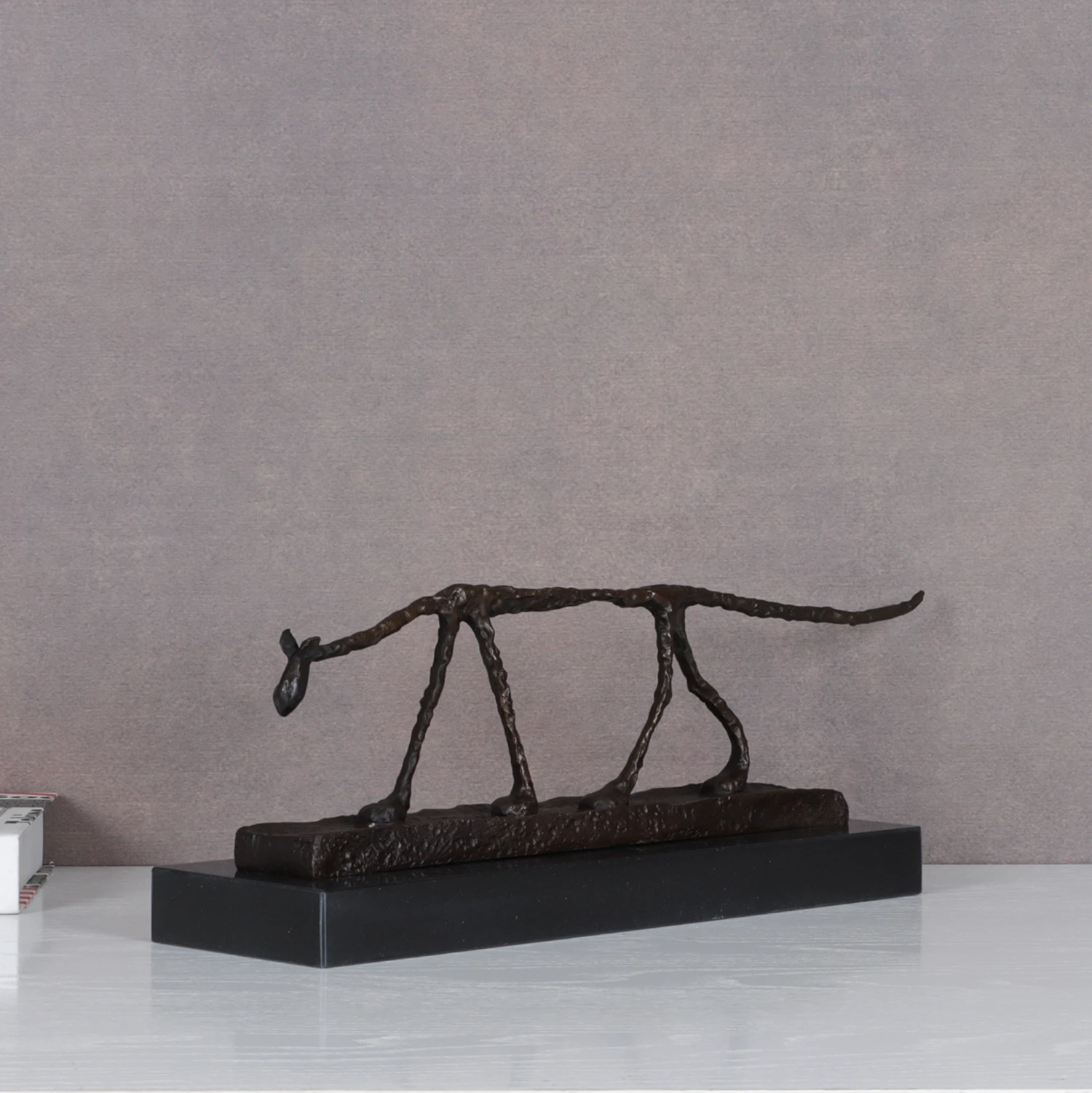 Bronze Abstract Cat Statue by Giacometti European Famous Sculpture Replica Classy Home Decor