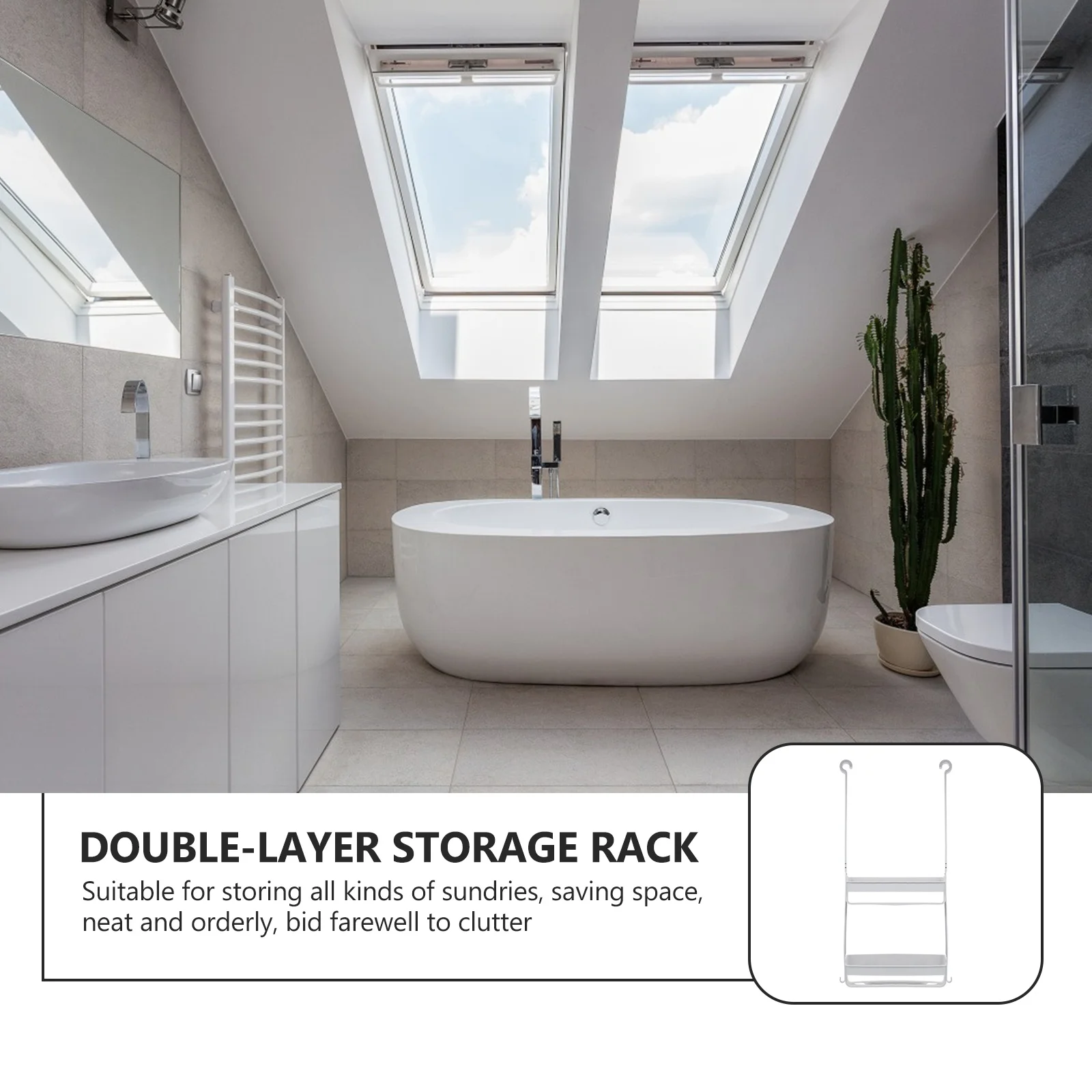 

1pc Bathroom Storage Double-Layer Pp Hanging Basket For Toiletries Organizer Household Sundries Storage Container Portable