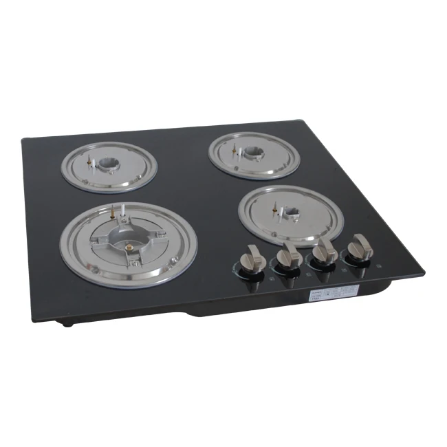 Fornitori di fabbrica OEM/ODM Fornelli a gas Piano cottura a gas integrato Vetro temperato 4 fuochi Elettrodomestico da cucina Stufa a gas