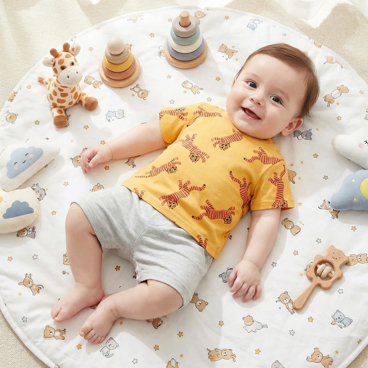 Cotton Kids Animals Summer Baby Boys Lovely Tops Holiday T-s