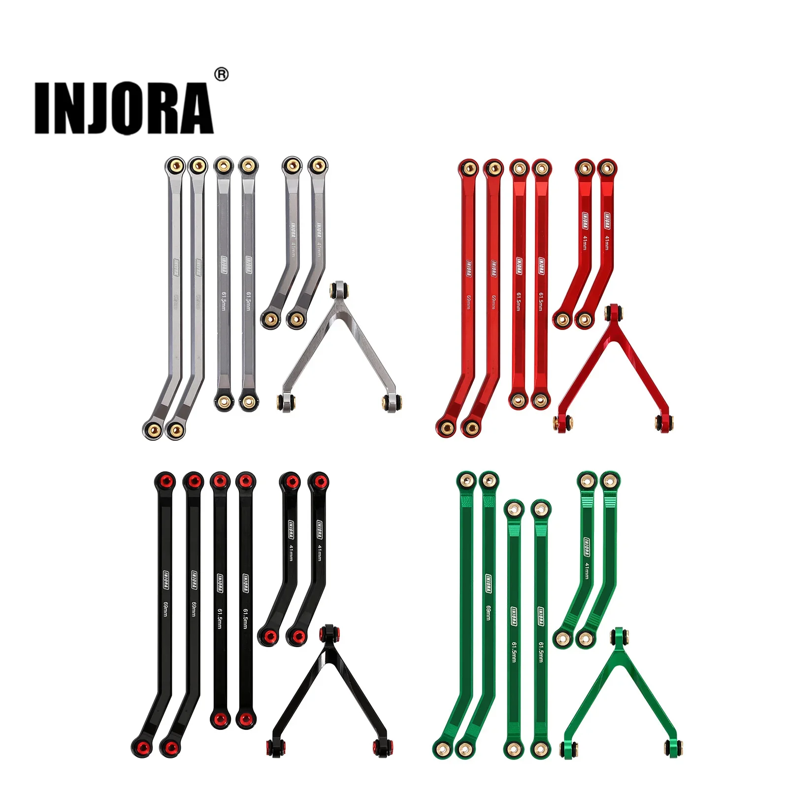 INJORA CNC Aluminum High Clearance Chassis Links for 1/24 RC Crawler Car LWB 133.5mm Axial SCX24 AXI90081 Deadbolt AXI00004 B17