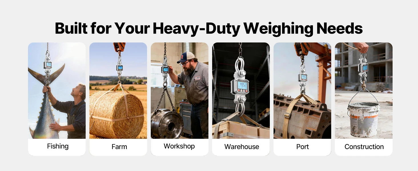 SucceBuy 3000kg/10000kg Digital Crane Scale with LCD & 3 Unit Switch Remote Control Industrial Hanging Scale for Garage Factory