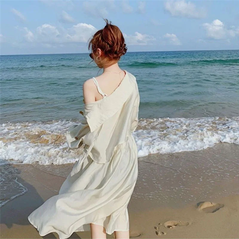 2026 frauen Sonnenschutz Kleidung Frühling Sommer Neue Lose Elegante Hemd Kleid Vielseitig Gut aussehende Frau Windjacke Oberbekleidung