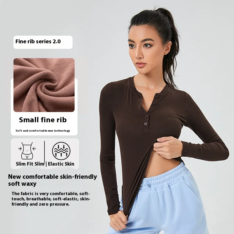 Womens Crewneck Long Sleeve Yoga Shirt Gym Running Sportswear T-shirts Pilates Sports Clothing Suit for Fitness Solid Color Tops