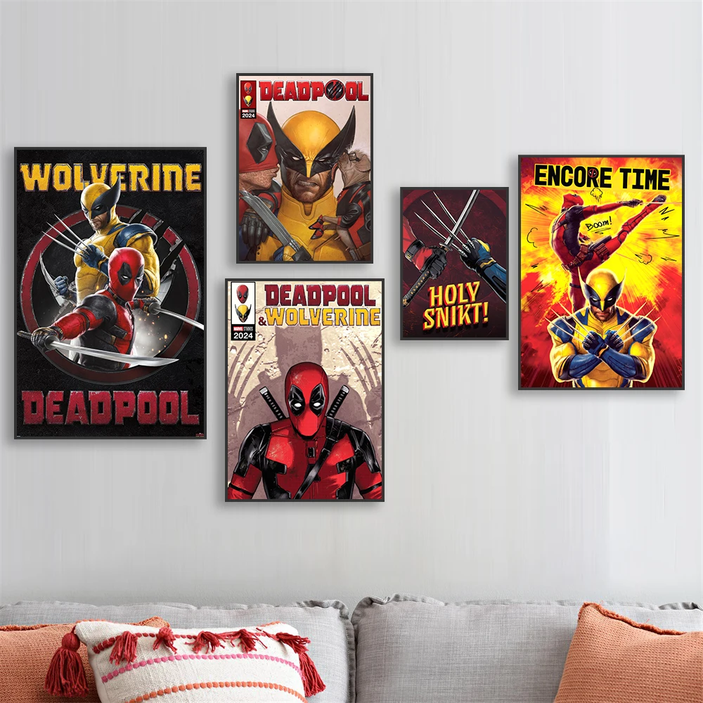 Deadpool and Wolverine Poster Disney Deadpool Superhero Funny Retro Print Motivational Canvas Painting Home Game Room Decor