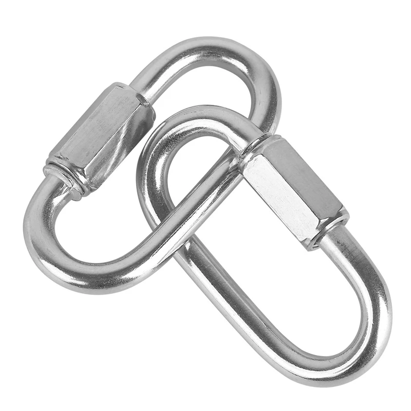 24 Pcs Quick Link M4 4MM Stainless Steel Chain Connector,Heavy Duty D Shape Locking Looks For Carabiner, Max.Load 500 Lb