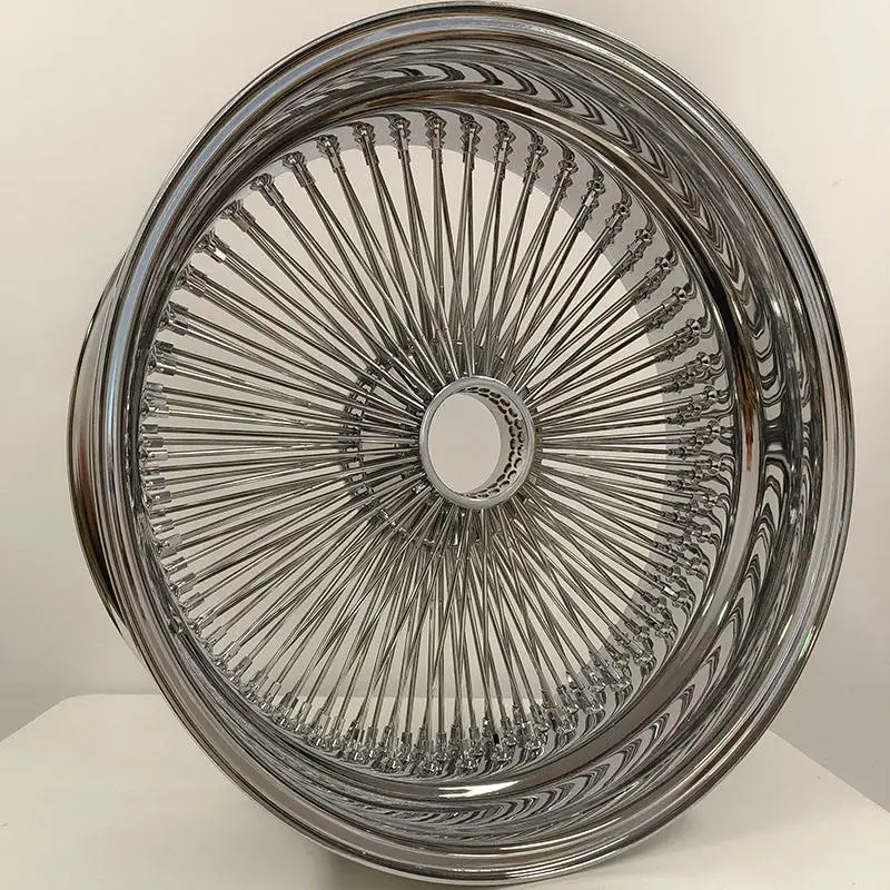 FOR Chrome Wheel Rim 13 14 15 16 17 18 20 22 24 Inch 72 100 150 Spokes Standard or Reverse Wire Wheels for Chevrolet Cadillac