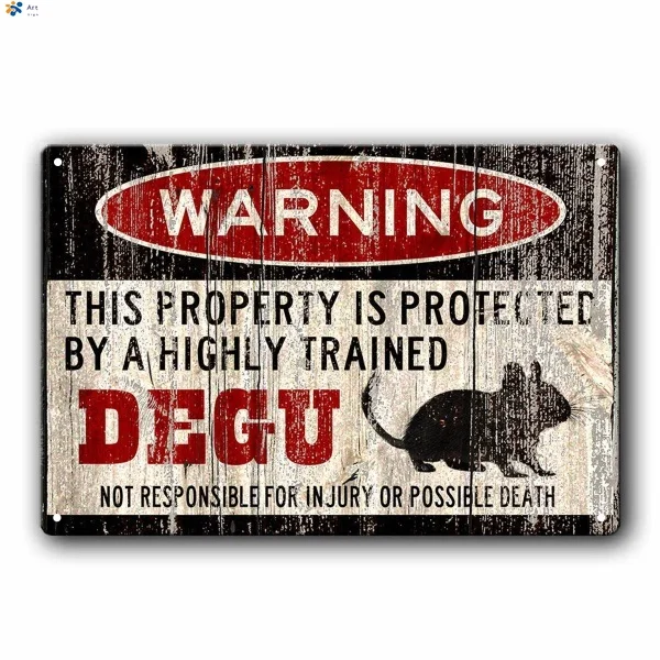 Degu Warning Sign Funny Metal Signs Vintage Tin Metal Sign Bar Club Cafe Garage Wall Decor Farm Decor Art