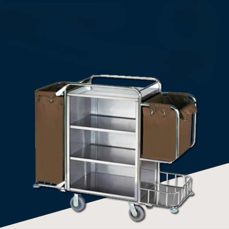 Stainless steel linen cart hotel service cart linen cart hotel room service hotel work silent