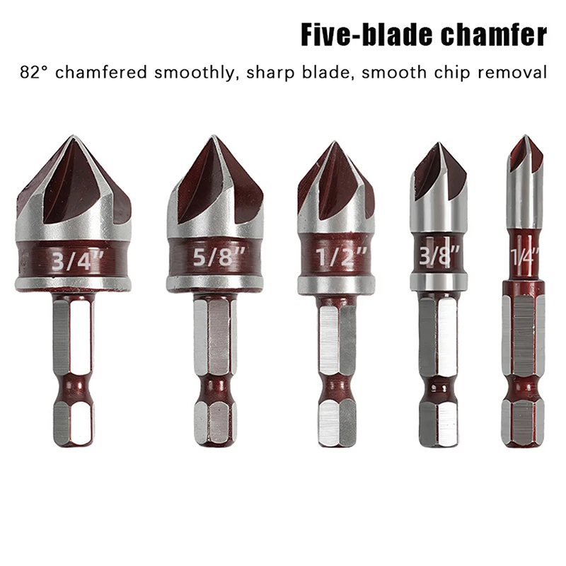 

Hole Opener Chamfer Drill Bit Hex Shank Woodworking Chamfering Tool 82° Countersink Precise Multi-Size Countersink Bits