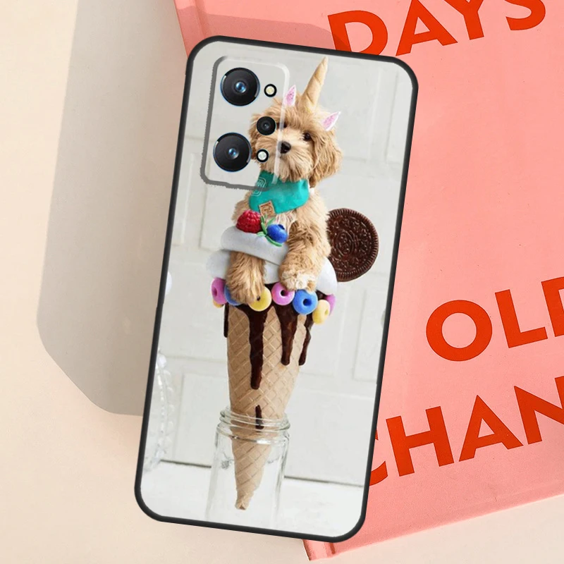 Dog Caramel Cakes dark chocolate bath Case For Realme GT Neo 2 GT Master 8i 8 Pro C21 Full Cover For OnePlus 8T 9R 9 Pro Nord 2