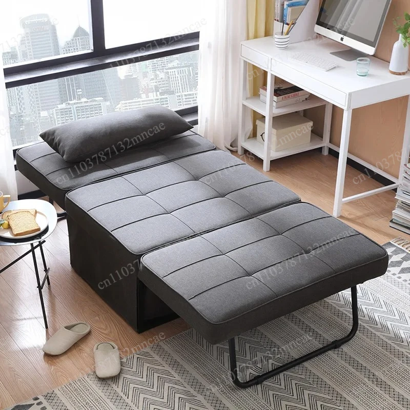 Single sofa Futon chair Apartment Pull out 1 seater sofa bed Foldable linen fabric sliding recliner
