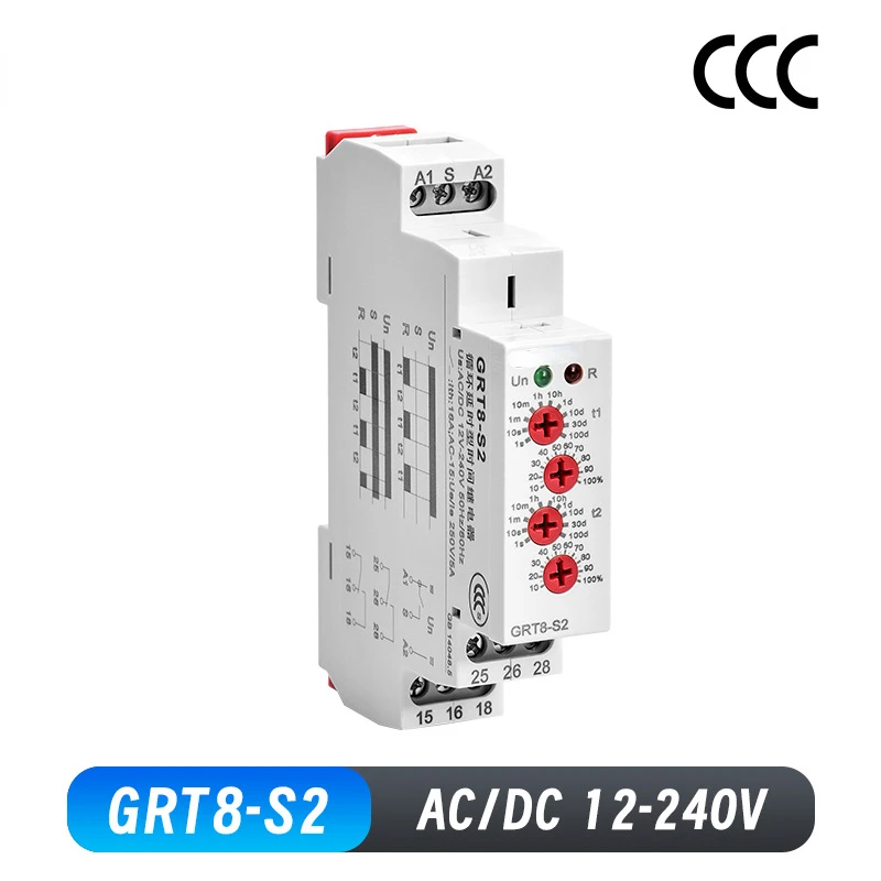 GRT8-S Cycle Timer Relay 12V Cycle Timer 16A Electronic Repeat Relay 24V AC Relay  220V AC Relays