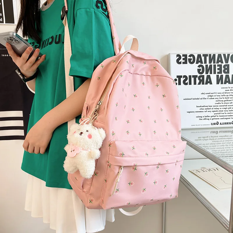 Waterproof Nylon Student Schoolbag para As Mulheres, Colagem Mochila, Grande Capacidade, Kawaii Laptop Bagpacks, Pacote de Livros, Feminino, Meninas