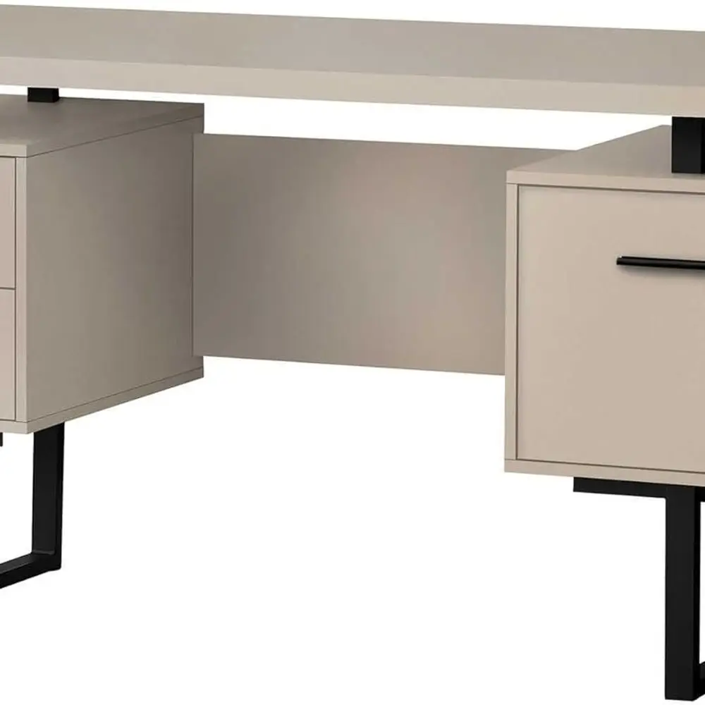 

Современный компьютерный стол из металла и ламината 60, для домашнего офиса, ноутбука, с ящиками для хранения вещей, бежевый и черный