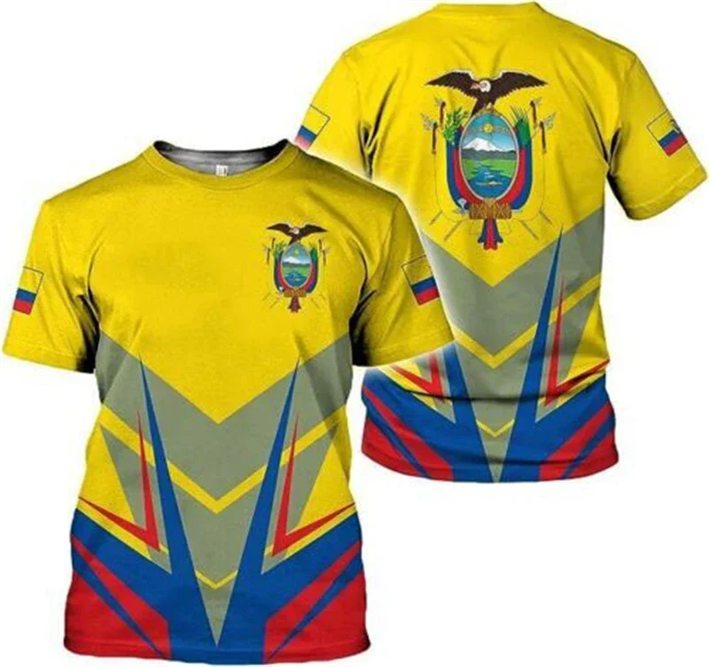 2024 صيف جديد حار الإكوادور ثلاثية الأبعاد مطبوعة تي شيرت رجالي عادية موضة العلم حجم كبير فضفاض مريح تنفس #1