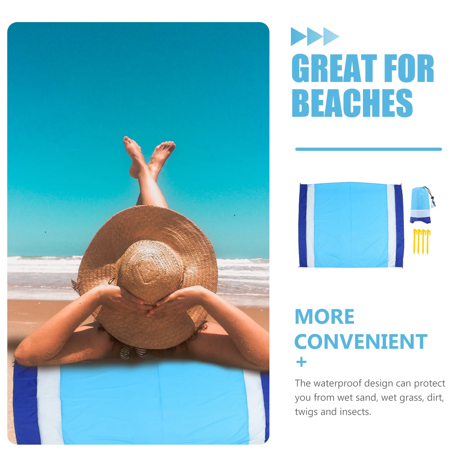 

Travel Picnic Blanket Waterproof Beach Camping Pad Outdoor Mat Cushion 210t Grid Nylon Mats