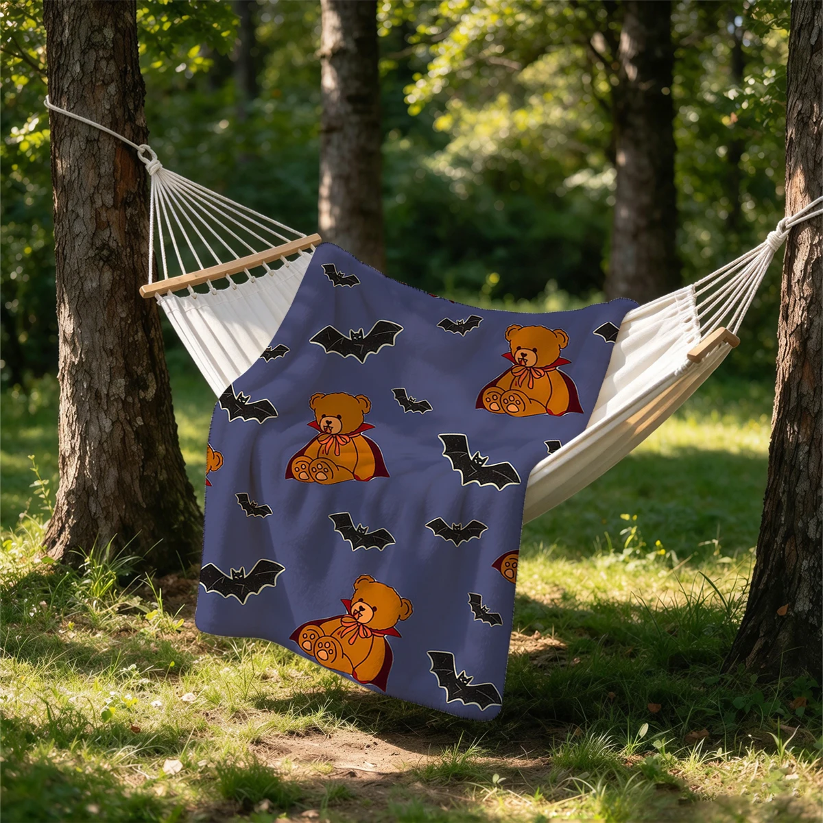 Vampire Teddy Bears Flannel Blanket Warm Soft Halloween Christmas Couch Warm Cozy Decorative Decor Gift for All Season