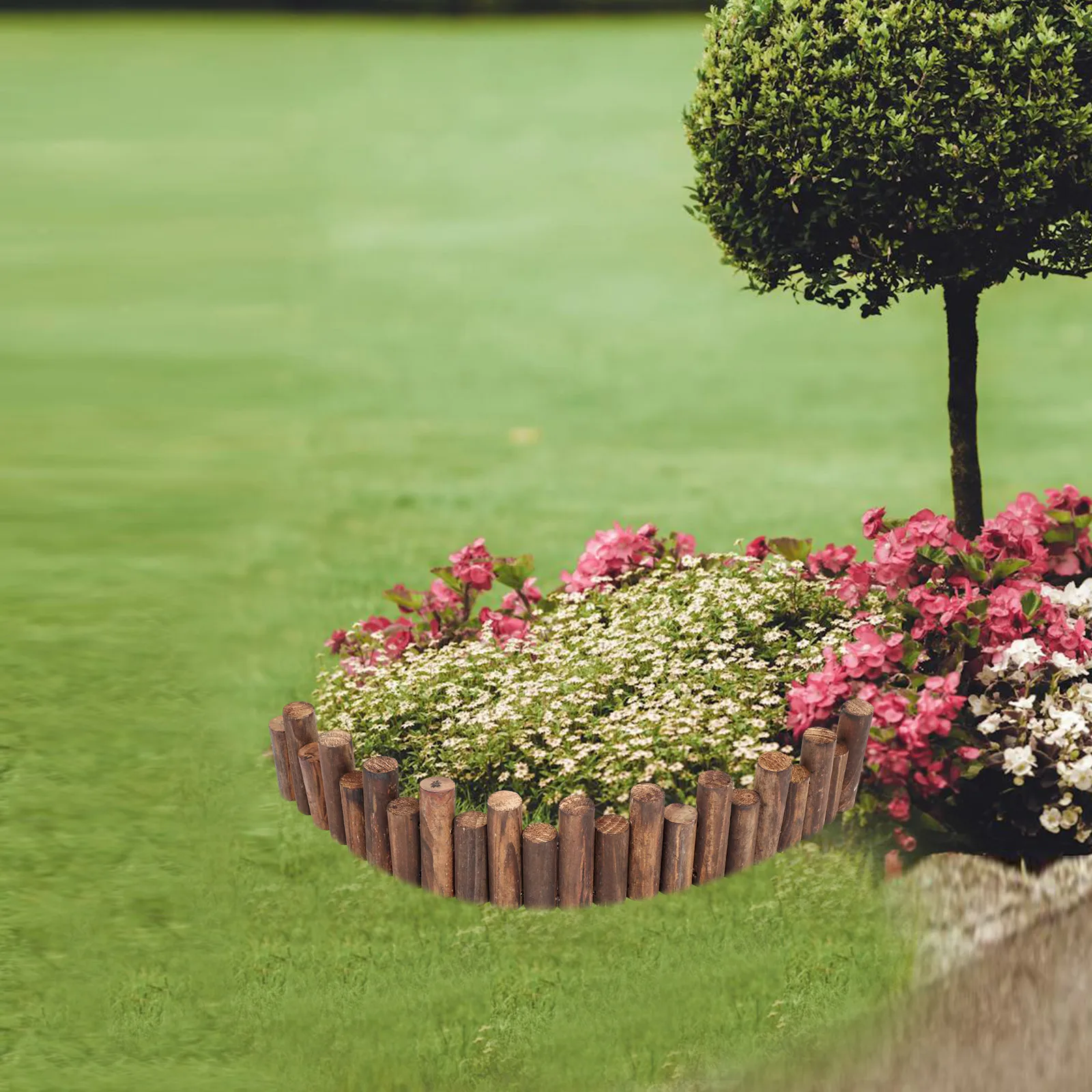 

Anticorrosive Wood Garden Border Durable Material Versatile Design L Edging Bamboo Fence Yard Borders Outdoor Space Small