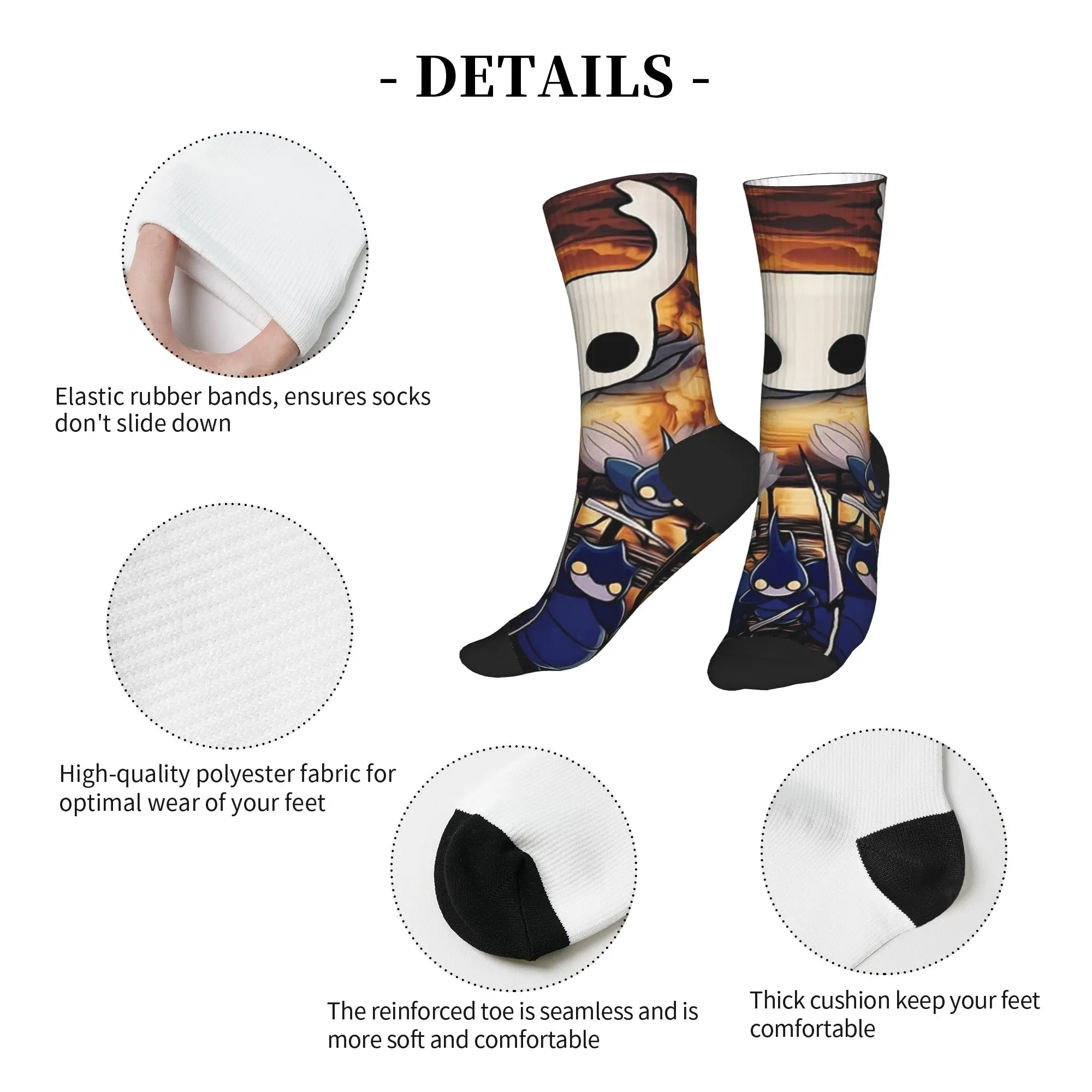 Hollow Knight Japanese Anime Stockings Men Socks Warm Soft Novelty Socks Autumn Running Sports Anti-Slip Graphic Socks Gift
