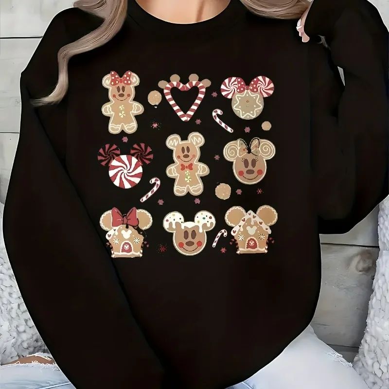 Disney Mickey and Minnie Gingerbread Style Bow Christmas Autumn/Winter New Unisex Casual Streetwear