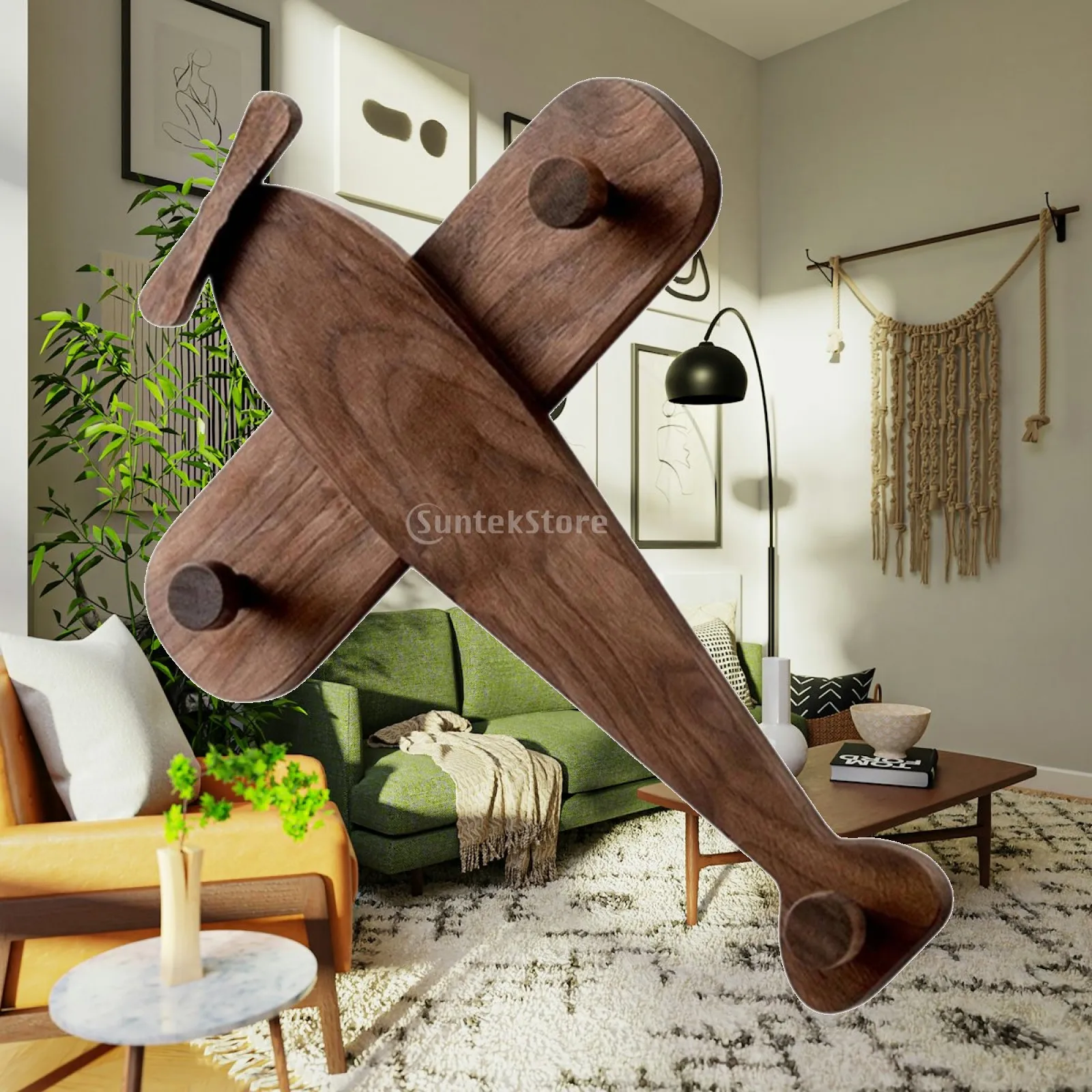 Airplane Wall Hook Space-Saving Hook Rack Wooden Hanger with Pegs Aviation-Themed Wall Coat Rack Smooth for Children, Nursery