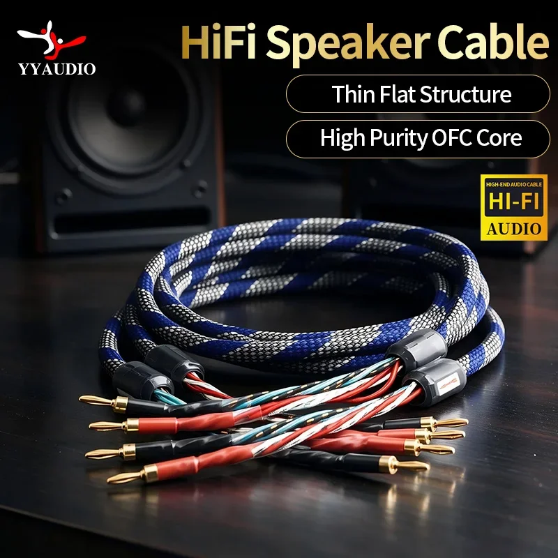 2 to 4 Banana Speaker Cable Hifi Audio Cable High End Audio Amplifier One Pair Copper Jack Ofc Speaker Cable Banana Plug Cable